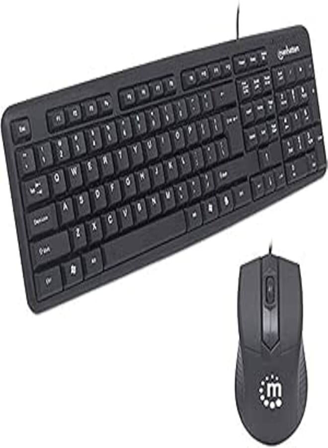 Manhattan 178464 Wired Keyboard and Optical Mouse Set - Black